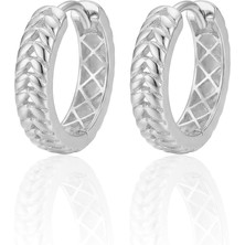 Söğütlü Silver 925 Ayar Gümüş Küpe Üzeri Rodyumlu Başak Modeli Halka Küpe SGTL13194RODAJ
