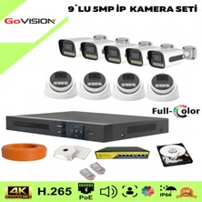 Go Vision 9'lu 5mp 4K Ultra Ip Kamera Seti