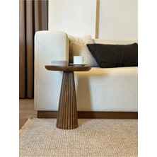 Wood Wooden Ahşap Tekli Fitilli Mantar Yan Sehpa Ceviz Renk