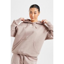 Nike Sportswear Phoenix Fleece Oversize Pullover Hoodie Kadın Kapüşonlu Bol Kesim Sweatshirt Sütlü Kahve