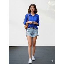 Ribana Classic Kadın Jessica Kumaş Önden Düğme Kapamalı Uzun Kollu Gömlek