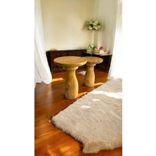 Wood Ahşap 2'li Set Vazo Model Mantar Yan Sehpa Modern Fiskos / Tütün Renk / Zigon Sehpa Vernikli