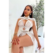 BMD Tassel Hand Beach Elbise - Beyaz