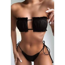 BMD Fırfırlı Brazilian Bikini - Siyah