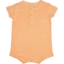 Organickid Surfer Bebek Turuncu Çizgili Kısa Tulum