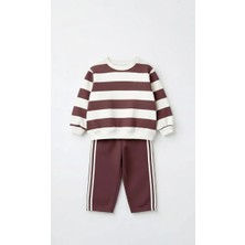 Kahve Çizgili Alt-Üst Eşofman Takım