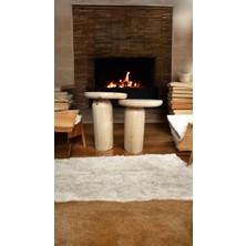 Wood Ahşap 2li Set Mantar Yan Sehpa Modern Fiskos / Çiçeklik / Zigon