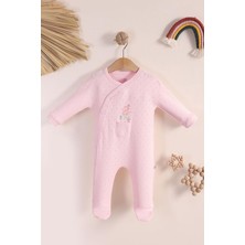 Kidello Pembe Fistolu Tavşanlı Cepli Kız Bebek Tulum