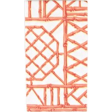 Caspari Bamboo Screen Coral Paper Linen Guest Towel Napkins - 12 Per Package