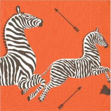 Caspari Zebras Orange Cocktail Napkins - 20 Per Package