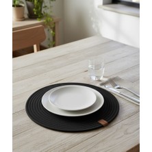 Mtg Jüt Tasarım El Emeği Doğal Jüt Kordon Halattan  6 Adet Siyah Renk Düz Model Supla Yemek Masası Tabak Altlığı Amerikan Servis