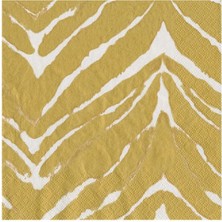 Caspari Go Wild White & Gold Cocktail Napkins - 20 Per Package