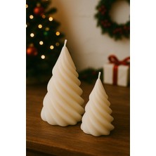 Likya Candle Yılbaşı Temalı 2'li Kokulu Ağaç Şekilli Mum Seti – Dekoratif Spiral Tasarım, El Yapımı