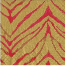 Caspari Go Wild Fuchsia & Gold Cocktail Napkin - 20 Per Package