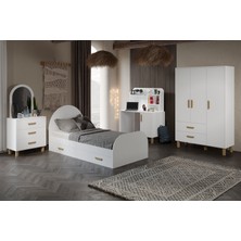 Afilli Yavru Yataklı Bohem Cocuk Odası Takımı Tamamı Mdf Beyaz 4 Parça