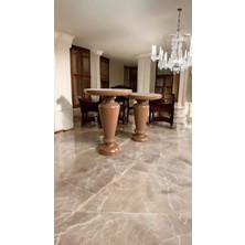 Doğal Masif Ahşap Yan Sehpa 2li Kahverengi Zigon Sehpa Takımı