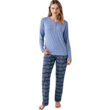 Arnetta Modal Pamuk Sıfır Yaka Patlı Bayan Pijama Takım