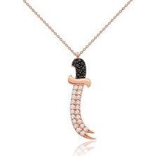 Diamond Line-Gülaylar 14 Ayar Altın Kılıç Kolye