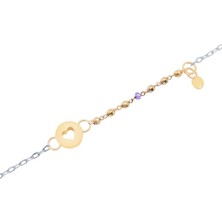 Diamond Line-Gülaylar 14 Ayar Sarı-Beyaz Altın Kalp Bileklik