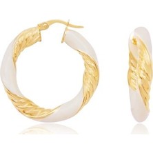 Diamond Line-Gülaylar 14 Ayar Altın Halka Küpe