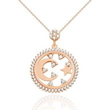 Diamond Line-Gülaylar 14 Ayar Altın Ay Yıldız Kolye
