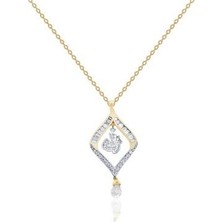 Diamond Line-Gülaylar 14 Ayar Altın Baget Taşlı Kolye