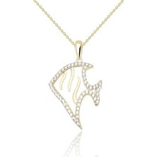Diamond Line-Gülaylar 14 Ayar Altın Balık Kolye