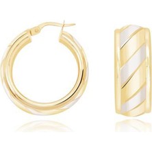 Diamond Line-Gülaylar 14 Ayar Altın Halka Küpe