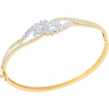 Diamond Line-Gülaylar 14 Ayar Sarı-Beyaz Altın Taşlı Trend Bilezik