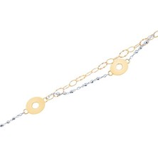 Diamond Line-Gülaylar 14 Ayar Sarı-Beyaz Altın Hallow Bileklik