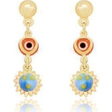 Diamond Line-Gülaylar 14 Ayar Altın Göz Çocuk Küpesi