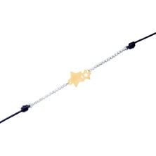 Diamond Line-Gülaylar 14 Ayar Sarı-Beyaz Altın Yıldız Bileklik