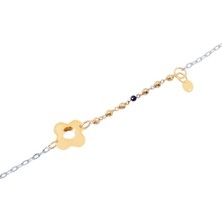 Diamond Line-Gülaylar 14 Ayar Sarı-Beyaz Altın Çiçek Bileklik