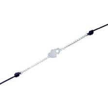 Diamond Line-Gülaylar 14 Ayar Beyaz Altın Kalp Figürlü Bileklik
