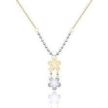 Diamond Line-Gülaylar 14 Ayar Altın Çiçek Kolye