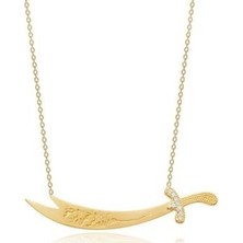 Diamond Line-Gülaylar 14 Ayar Altın Kılıç Kolye