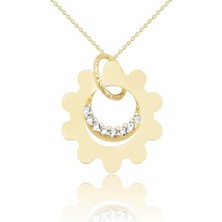 Diamond Line-Gülaylar 14 Ayar Altın Çiçek Kolye