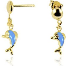 Diamond Line-Gülaylar 14 Ayar Altın Yunus Çocuk Küpesi