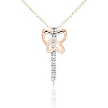 Diamond Line-Gülaylar 14 Ayar Altın Kelebek Kolye