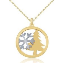 Diamond Line-Gülaylar 14 Ayar Altın Ağaç Kolye