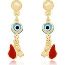 Diamond Line-Gülaylar 14 Ayar Altın Göz Çocuk Küpesi