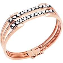 Diamond Line-Gülaylar 8 Ayar Rose Altın Elmas Görünümlü Bilezik