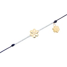 Diamond Line-Gülaylar 14 Ayar Sarı-Beyaz Altın Çiçek Bileklik