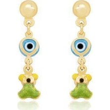 Diamond Line-Gülaylar 14 Ayar Altın Göz Çocuk Küpesi