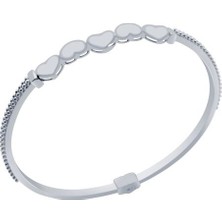 Diamond Line-Gülaylar 14 Ayar Beyaz Altın Kalp Bilezik
