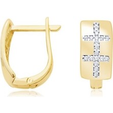 Diamond Line-Gülaylar 14 Ayar Altın J Küpe