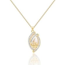 Diamond Line-Gülaylar 14 Ayar Altın Baget Taşlı Kolye