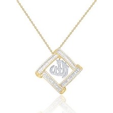 Diamond Line-Gülaylar 14 Ayar Altın Baget Taşlı Kolye