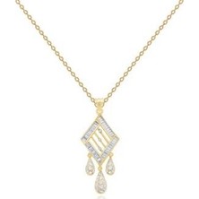 Diamond Line-Gülaylar 14 Ayar Altın Baget Taşlı Kolye