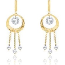 Diamond Line-Gülaylar 14 Ayar Altın Sallantılı Küpe